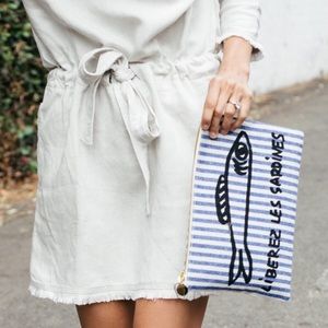 clare v striped pouch